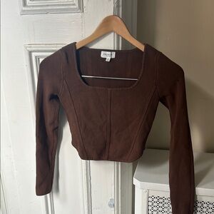 Women's Brown Square Neck Top